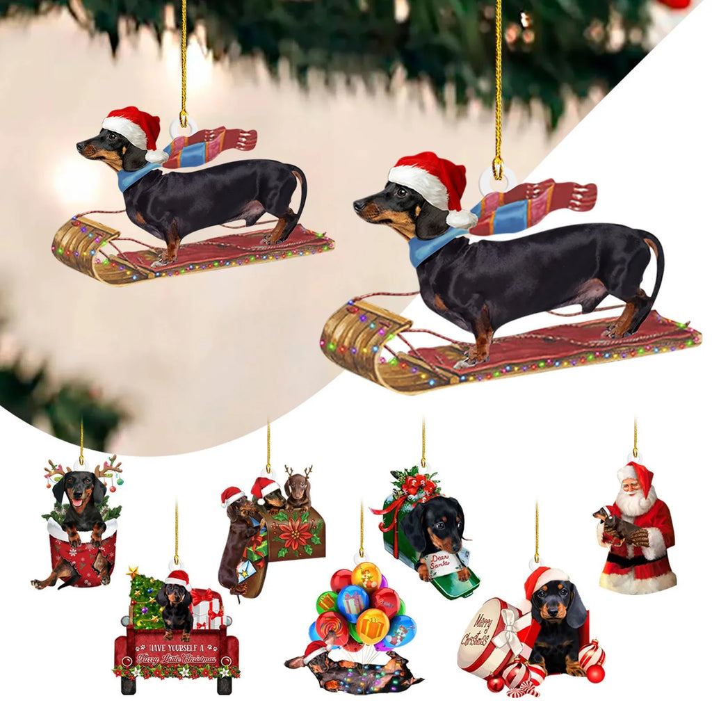 ⭐ Dackel Weihnachtsbaum Anhänger | Lustiger Hunde Christbaumschmuck | Deko & Geschenk