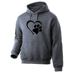 ⭐ Hunde Pfoten Hoodie | Süßer Herz-Print | Unisex Pullover Langarm Herbst Winter