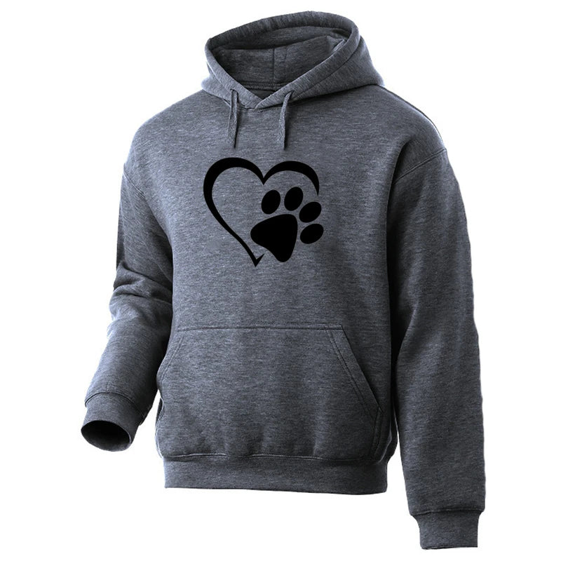 ⭐ Hunde Pfoten Hoodie | Süßer Herz-Print | Unisex Pullover Langarm Herbst Winter