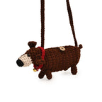 Western style sausage dog yarn hook woven bag finished product, parent-child crossbody bag, mobile phone bag