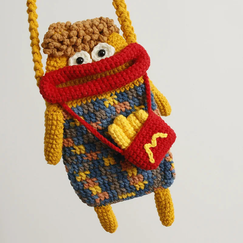 ⭐Handgehäkelte Wurstlippen Tasche | Lustige Umhängetasche | Ugly Cute Handyhülle