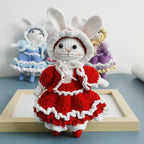 Handmade Knitting Cute Rabbit Doll Keychains Cute Crochet Keyrings For Car Keys Handmaking Knitted Bunny Keychain Bag Pendant