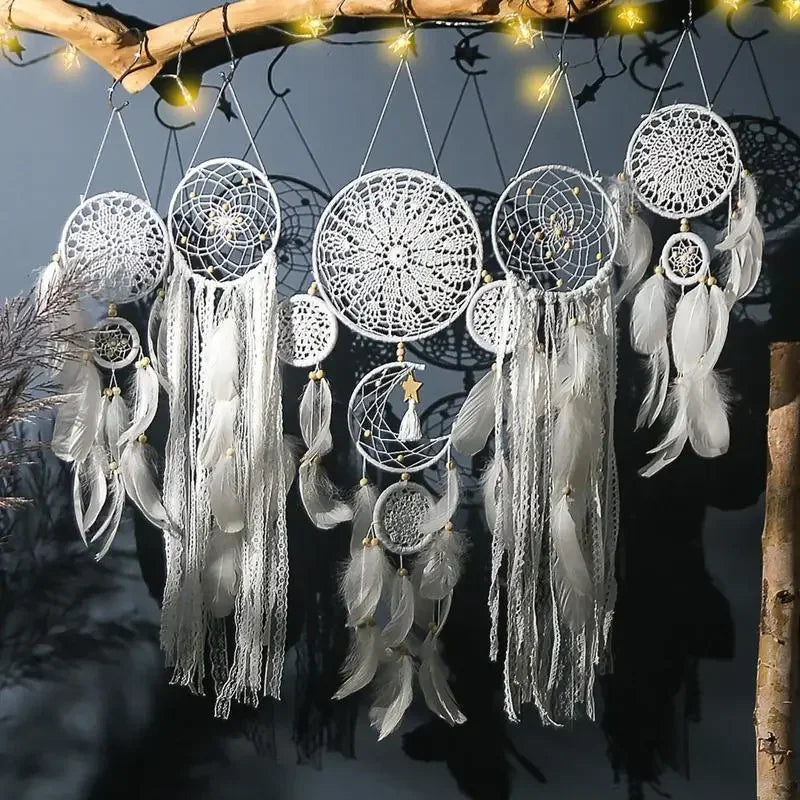 5pcs/set Dream Catchers Boho Home Decor Macrame Dream Catchers Wall Hangings Moon Ramadan Dreamcatcher Kids Nursery Ornament
