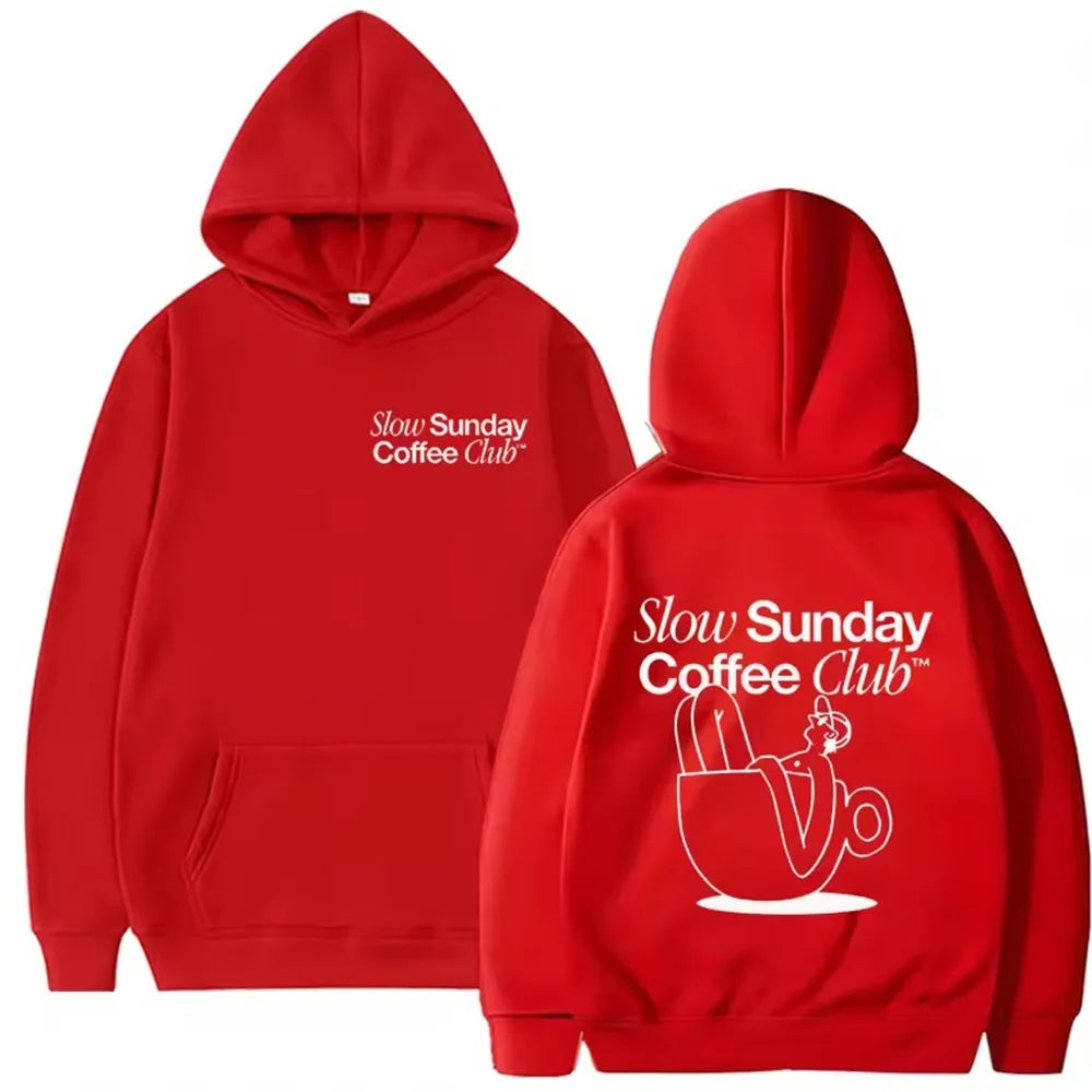 2025 New Sunday Coffee Club Hoodie Funny Men's Hoodie Harajuku Unisex Street Wear Fleece Pullover Sweatshirt