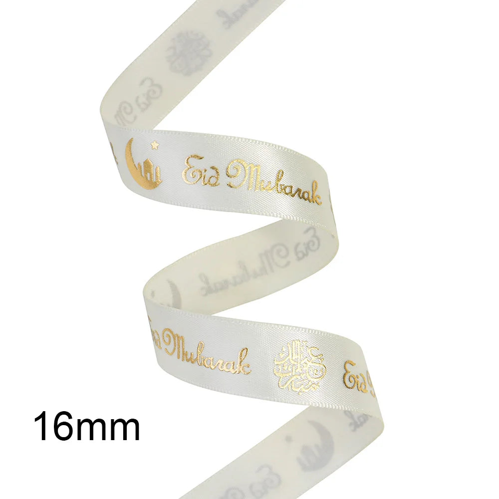 ⭐Satin Geschenkband Eid Mubarak | Goldfolien Aufdruck | Ramadan Deko & Verpackung