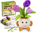 Crochet Kit for Beginners with Step-by-Step Video Tutorials Hooks Markers Knitting Yarn Thread Plastic Needles Accessories