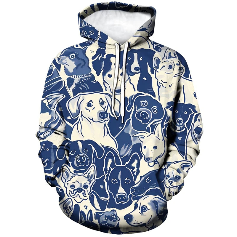 ⭐ Unisex 3D Hunde Katzen Hoodie | Tier-Print Pullover mit Taschen | Langarm