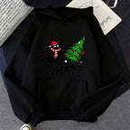 ⭐ Katzen Hoodie Weihnachten | Warmes Fleece Innenfutter | Cat & Tree Print | Unisex S-3XL