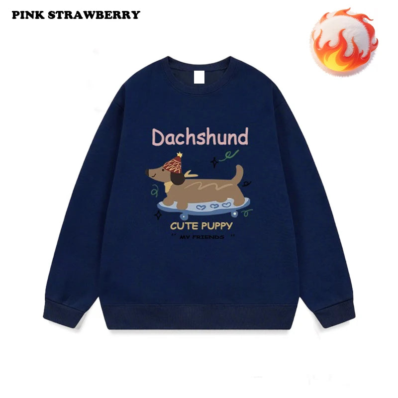 ⭐ Dackel Plüsch Hoodie Damen | Korean Style Oversized | Y2K Kawaii Pullover 2025
