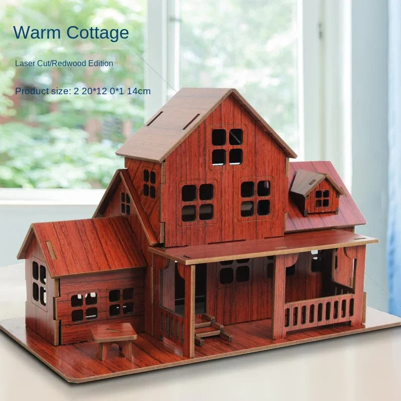 3diy Wooden 3D Puzzle Board Handmade Building Model Toy House Children's Gift