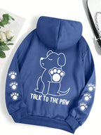 ⭐ Talk To The Paw Hoodie Damen | Lustiger Hunde Cartoon Print | Fleece Pullover