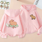 ⭐ Kinder Capybara Hoodie | Lustiger Zip Up Reißverschluss | Manga Sweatshirt Jungen Mädchen