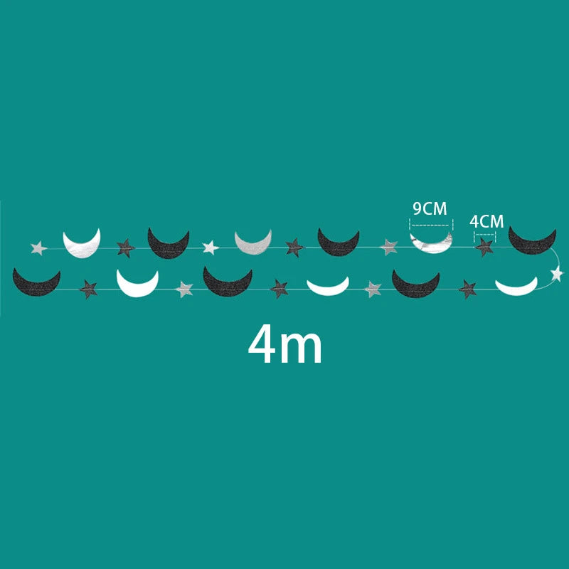 ⭐Ramadan Papier Girlande 4m | Mond & Stern Anhänger | Eid Mubarak Party Deko