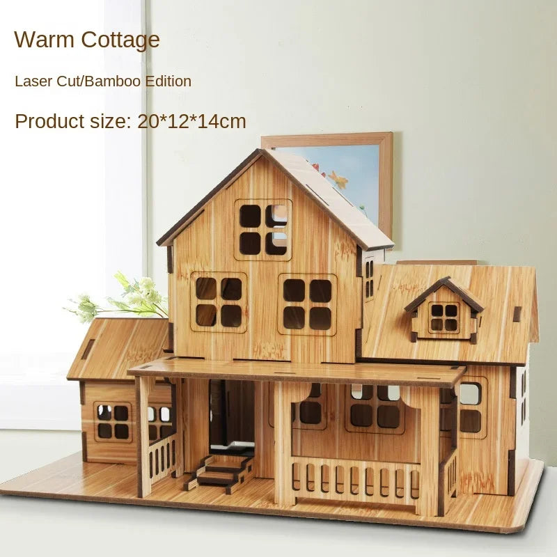 3diy Wooden 3D Puzzle Board Handmade Building Model Toy House Children's Gift