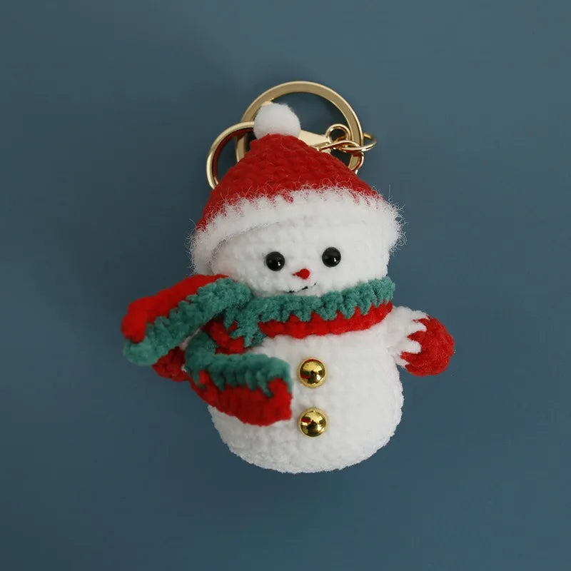Creative Snowman Doll Crochet Keychain Wholesale Cute Snowman Knitting Keychain For Bag Pendant Car Keyrings With Snowman Doll