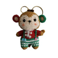 Handmade Charming Crochet Christmas monkey doll Keychain, Cute Handmade Plush Figure for Car and Bag