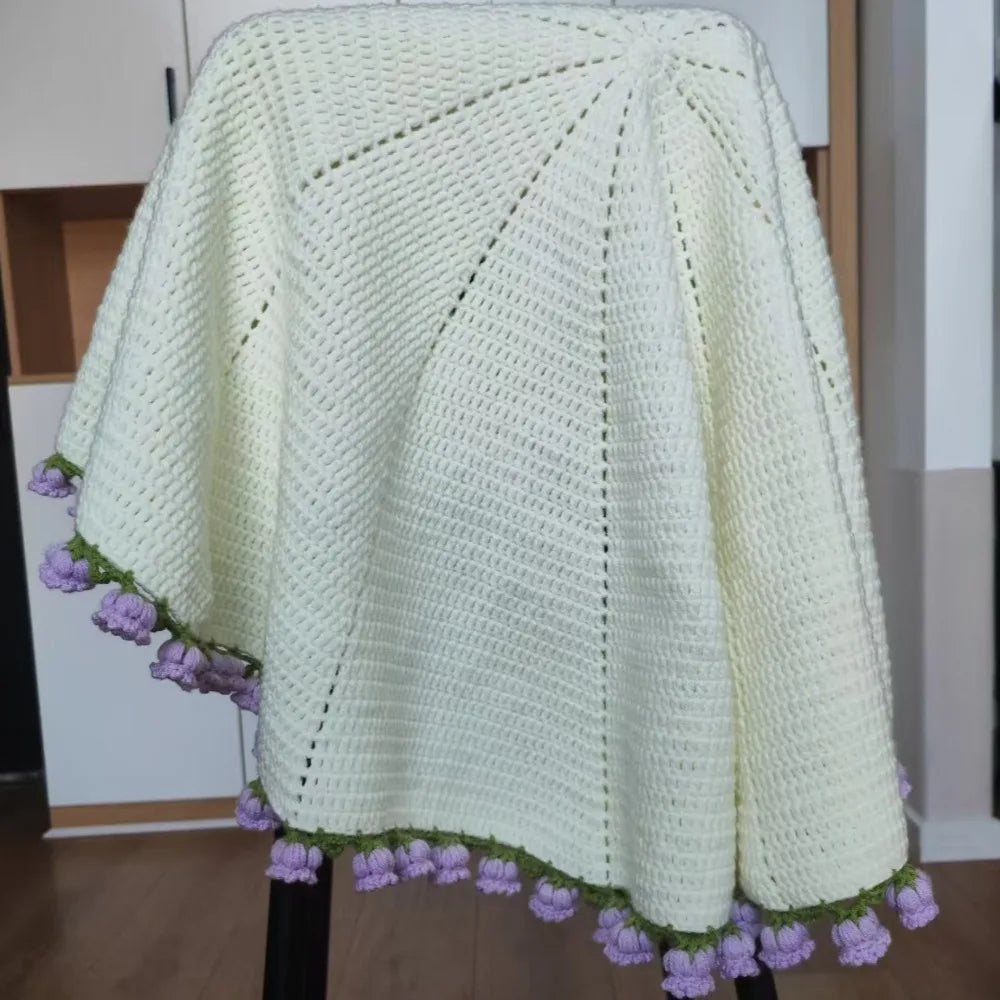 ⭐ 3D Blumen Decke gestrickt | Weicher Überwurf Floral | Sofa Kuscheldecke | 80-160cm