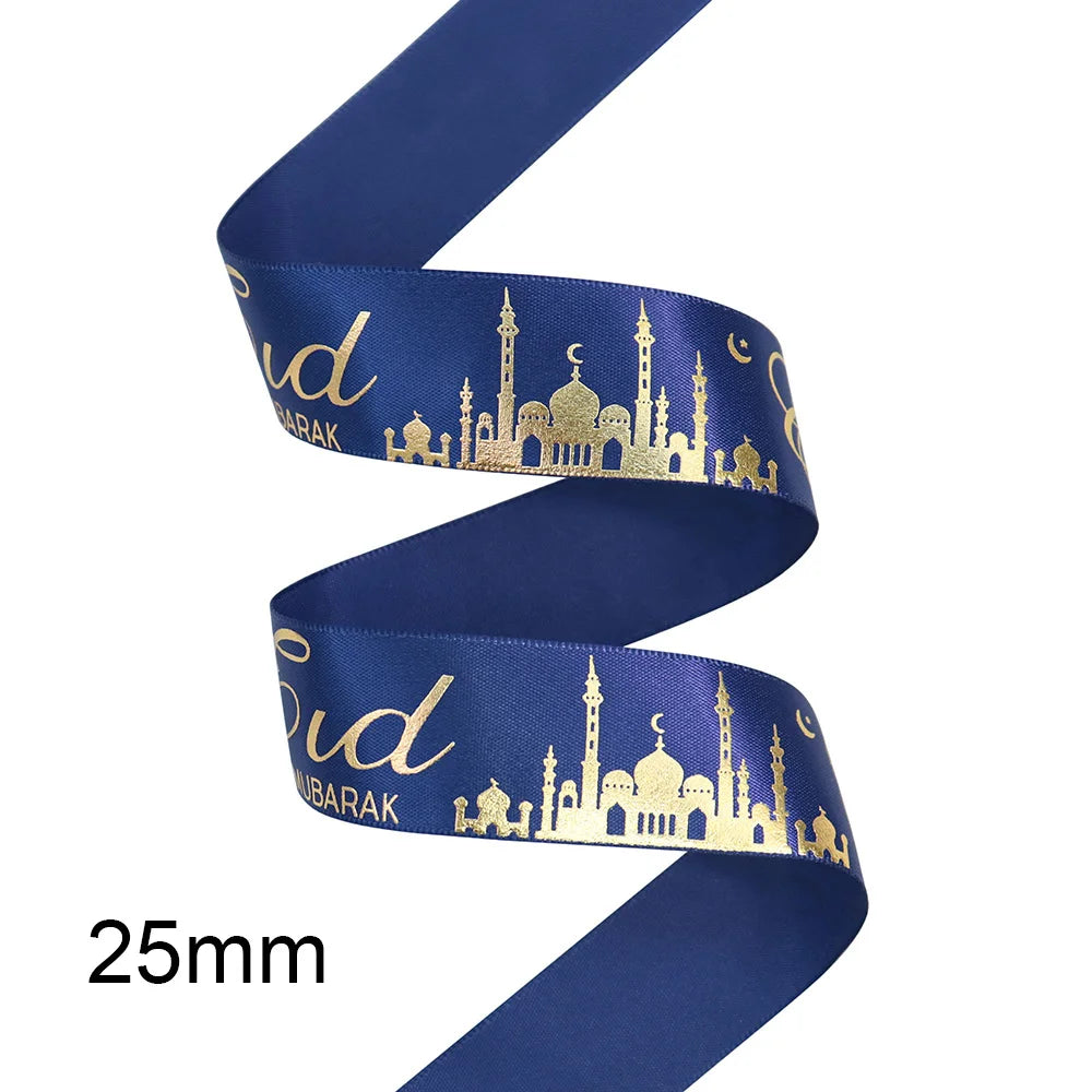 ⭐Satin Geschenkband Eid Mubarak | Goldfolien Aufdruck | Ramadan Deko & Verpackung
