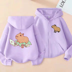 ⭐ Kinder Capybara Hoodie | Lustiger Zip Up Reißverschluss | Manga Sweatshirt Jungen Mädchen
