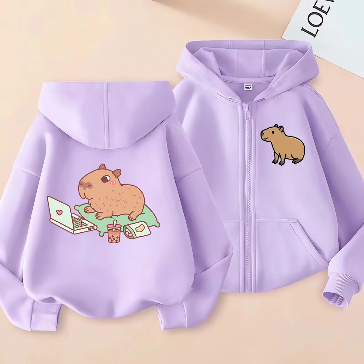 ⭐ Kinder Capybara Hoodie | Lustiger Zip Up Reißverschluss | Manga Sweatshirt Jungen Mädchen