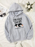 ⭐ I'm Not Short I'm Penguin Size Hoodie | Lustiger Print Damen | Fleece Pullover