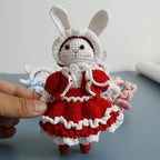 Handmade Knitting Cute Rabbit Doll Keychains Cute Crochet Keyrings For Car Keys Handmaking Knitted Bunny Keychain Bag Pendant
