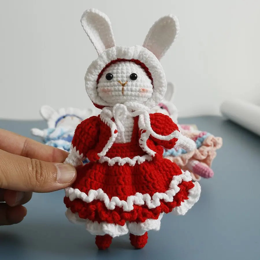 Handmade Knitting Cute Rabbit Doll Keychains Cute Crochet Keyrings For Car Keys Handmaking Knitted Bunny Keychain Bag Pendant