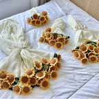 ⭐ 3D Rosen Decke fertig | Kleiner Strick-Überwurf 60cm | Blumen Deko & Sitzauflage