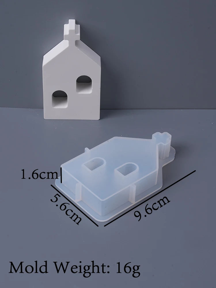 3D Mosque Shape Silicone Mold Hollow House Plaster Ornaments Mould Ramadan Holiday Gift Candle Gypsum Mold Home Decor Supplies