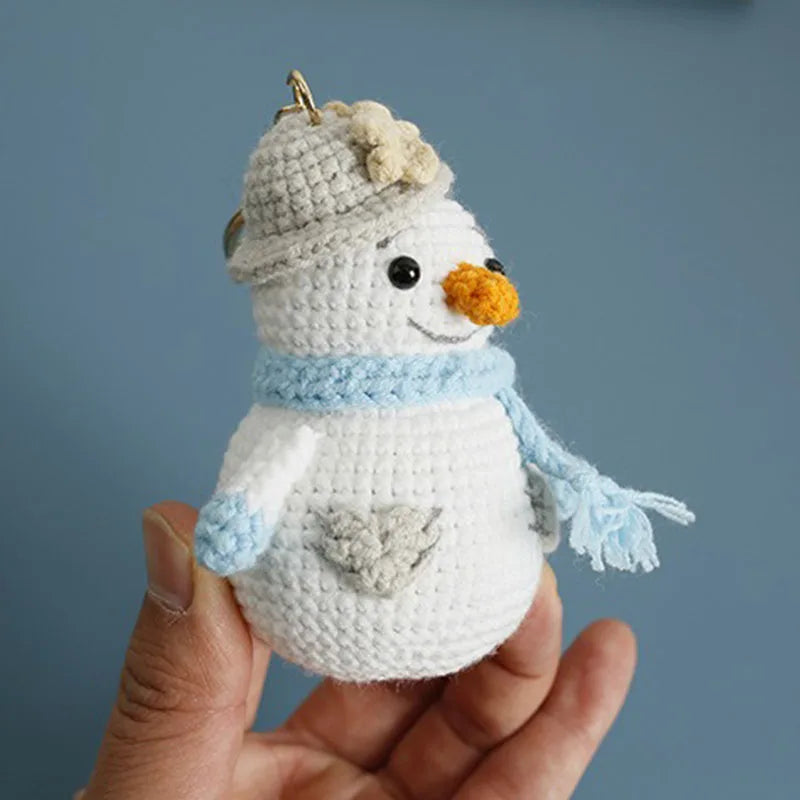 Creative Snowman Doll Crochet Keychain Wholesale Cute Snowman Knitting Keychain For Bag Pendant Car Keyrings With Snowman Doll