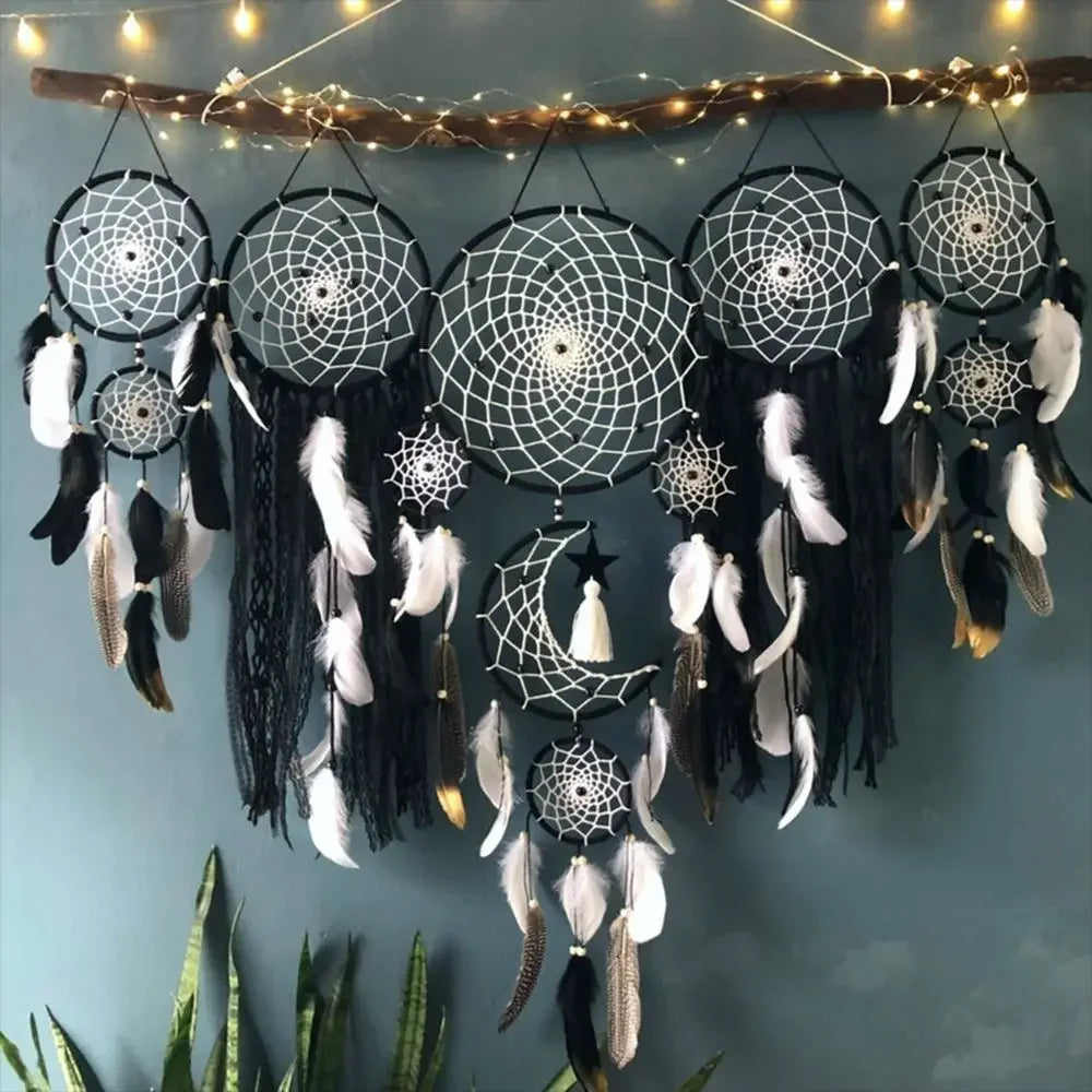 5pcs/set Dream Catchers Boho Home Decor Macrame Dream Catchers Wall Hangings Moon Ramadan Dreamcatcher Kids Nursery Ornament