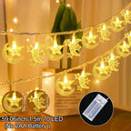 ⭐ 1,5m LED Lichterkette Ramadan | 10 LEDs Mond Stern Moschee | Eid Mubarak Deko Batterie