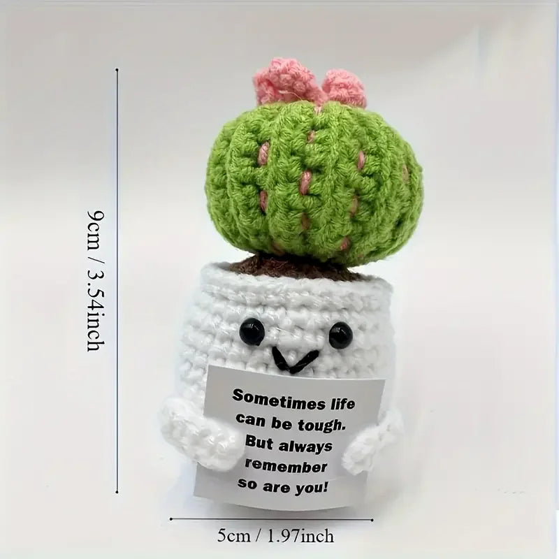 ⭐ Häkel Kaktus mit Karte | Positive Vibes Geschenk | Emotional Support Plant | Handgemacht