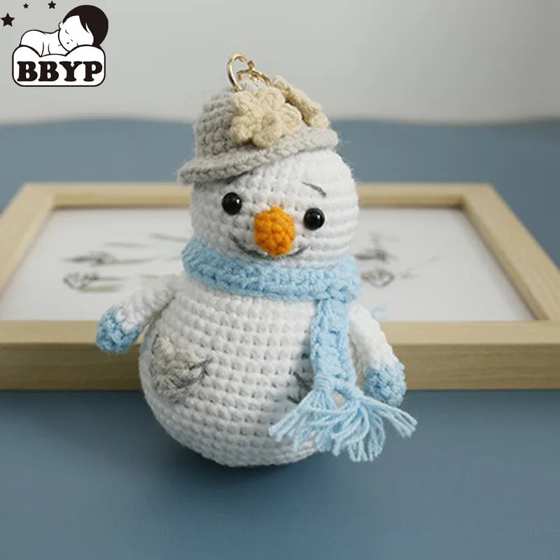 Creative Snowman Doll Crochet Keychain Wholesale Cute Snowman Knitting Keychain For Bag Pendant Car Keyrings With Snowman Doll