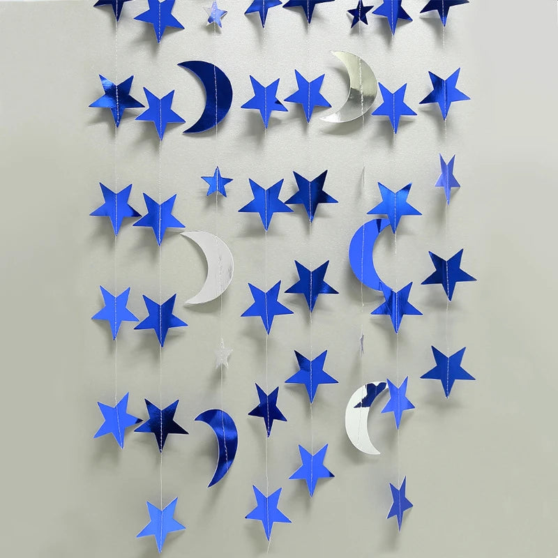⭐Ramadan Papier Girlande 4m | Mond & Stern Anhänger | Eid Mubarak Party Deko