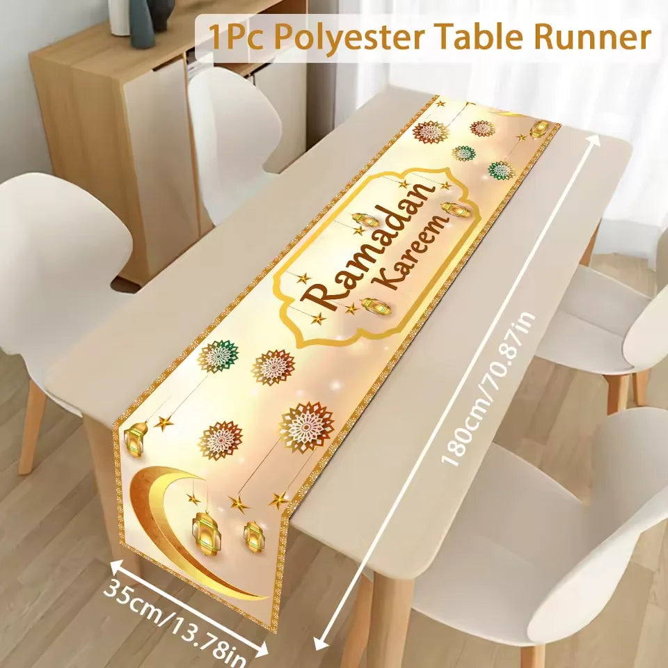 Ramadan Table Runner Eid Mubarak Decoration 2026 for Home Ramadan Kareem Ramadan Mubarak Islamic Muslim Party Eid Al-Fitr Gifts