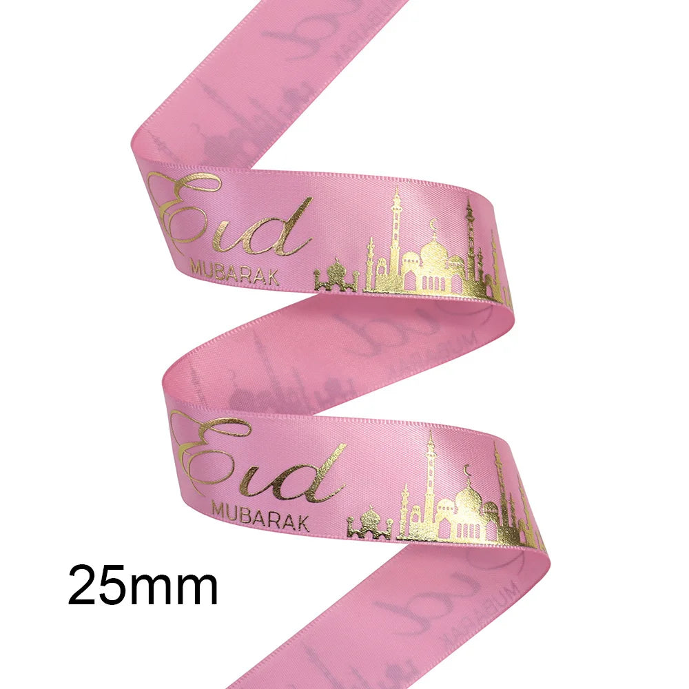 ⭐Satin Geschenkband Eid Mubarak | Goldfolien Aufdruck | Ramadan Deko & Verpackung