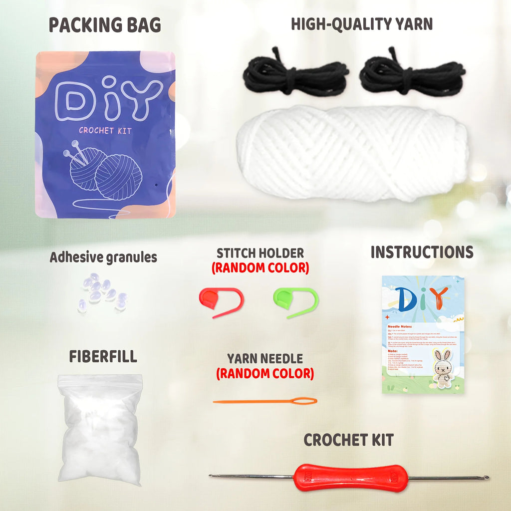 ⭐ DIY Häkelset Anfänger | Amigurumi Tier Weiß | Komplett-Set mit Garn & Nadel