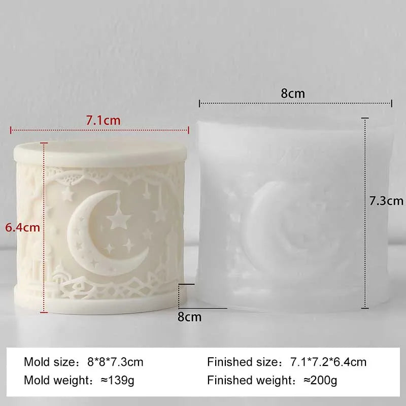 DIY Eid Mubarak Ramadan Star Moon Series Silicone Mold Handmade Aroma Cylinder Candle Molds Islam Muslim Building Ramadan Mould