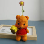 Handmade Crochet Stuffed Key Chain Cartoon Knitted Cartoon bear Rabbit Doll Key Ring Pendant for Boys Schoolbag Key chain