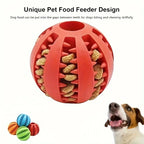 Hundespielzeugball, ungiftiger, bissfester Spielzeugball für Hunde, Welpen und Katzen, Futterspender für Hunde und Katzen, Kau- und Zahnreinigungsball