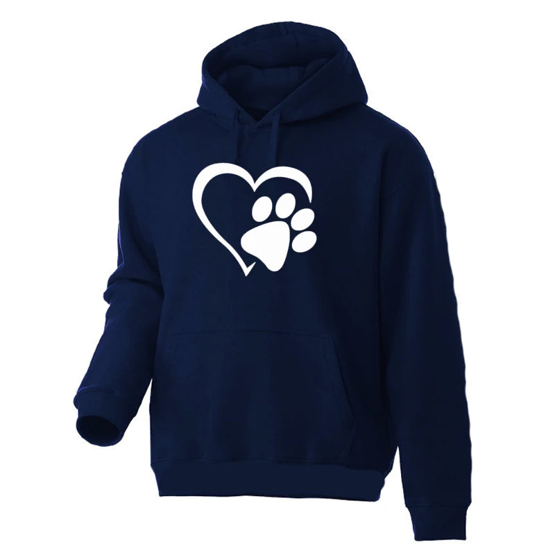 ⭐ Hunde Pfoten Hoodie | Süßer Herz-Print | Unisex Pullover Langarm Herbst Winter