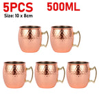 ⭐ Moscow Mule Becher Edelstahl | Gehämmerte Kupfer Optik | Eiskaffee & Cocktail Tasse