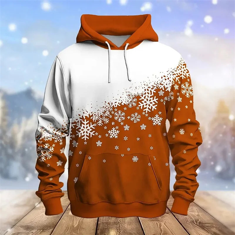 ⭐ 3D Weihnachts Hoodie Herren Damen Kinder | Schneemann & Elch Print | Partnerlook XS-6XL