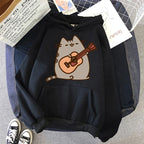 Women Ullzang Cute Cat Sweatshirt Funny Cartoon Pusheen Cat Kawaii Harajuku Korean Style Hoodies Graphic Fashion Hoody Female