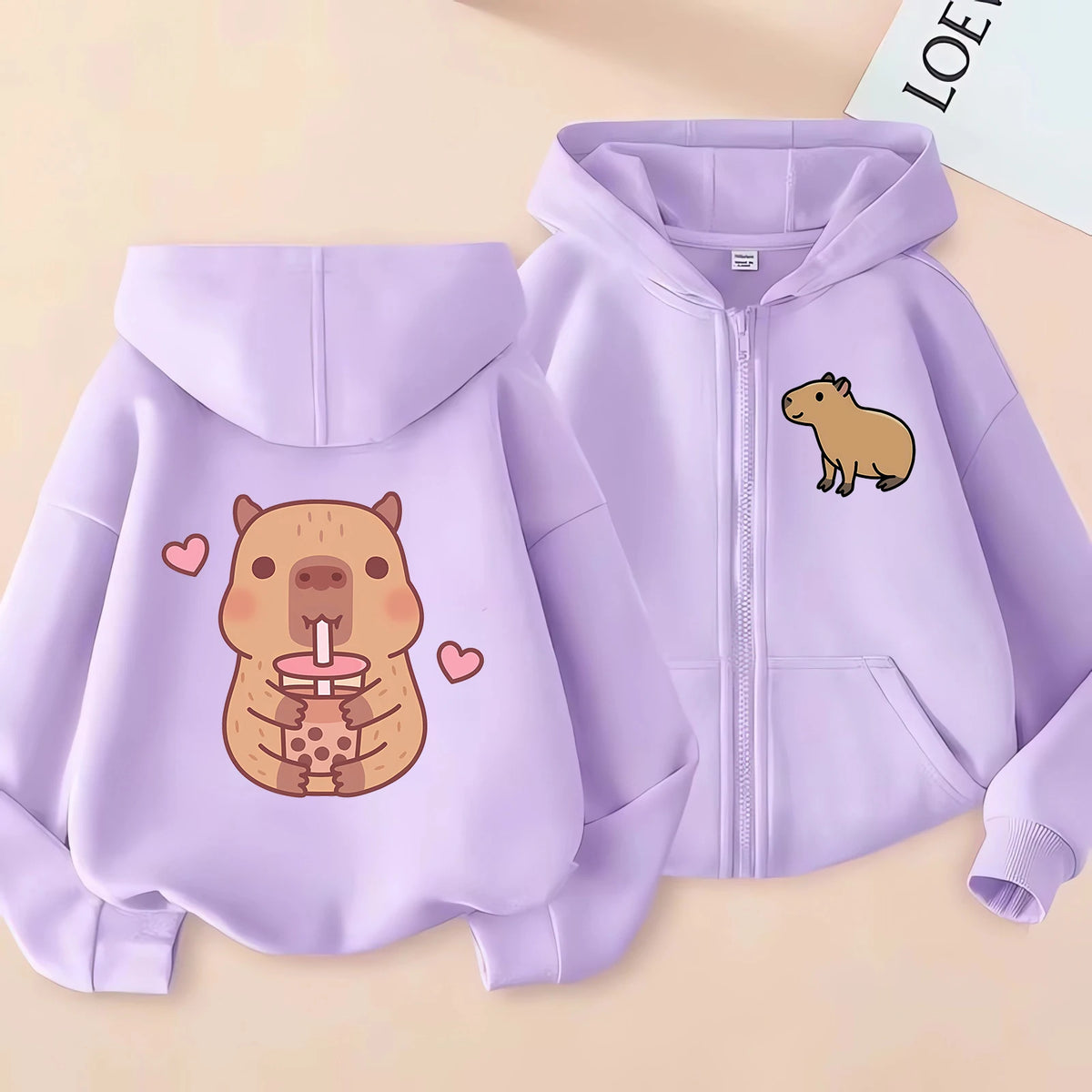 ⭐ Kinder Capybara Hoodie | Lustiger Zip Up Reißverschluss | Manga Sweatshirt Jungen Mädchen