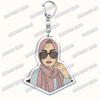 Fashion Islam Muslim Girl Woman Keychains for Accessories Bag Ramadan Eid Mubarak Hijab Keyrings Jewelry Fans Feminism Gifts