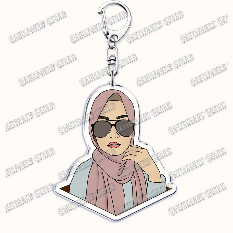 Fashion Islam Muslim Girl Woman Keychains for Accessories Bag Ramadan Eid Mubarak Hijab Keyrings Jewelry Fans Feminism Gifts