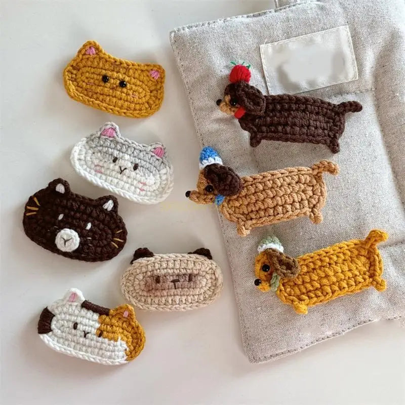 ⭐ Häkel Haarspange Handgemacht | Süße Tier Motive Hund & Katze | Yarn Hair Clip | 1 Stück