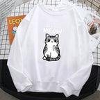 Simple Autumn Womens Sweatshirt I Don'T Give A Meow Funny Cat Cartoon Animalmale Print Hoody Fleece Pullovers Loose Warm Tops